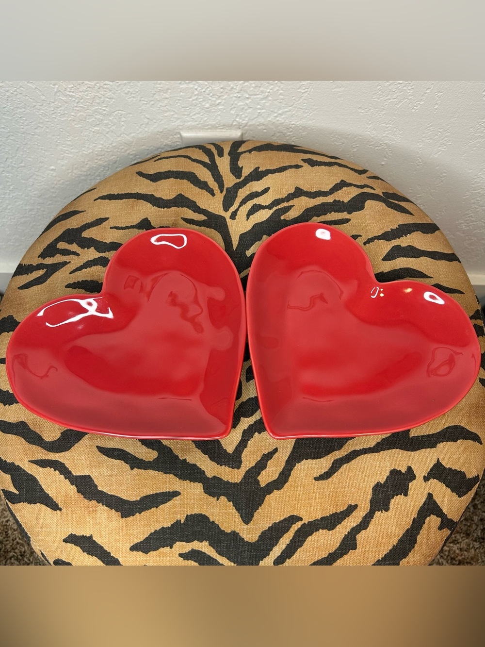 (2) Target Threshold Red Heart Stonewear Valentines Appetizer Plates